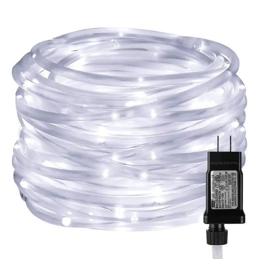 Christmas LED Rope Light Low Voltage 8 Mode Waterproof 12M 100LED Outdoor Clear Tube Light Rope and String For Deck Patio Garden