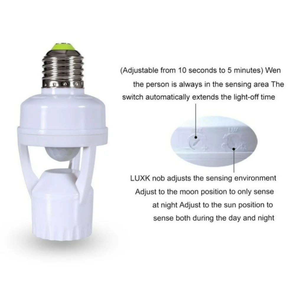 LDHLM PIR Human Induction Motion Sensor LED Night Lamp Socket Base E27 AC 110V-220V Delay Time Adjustable Switch 360 Degrees