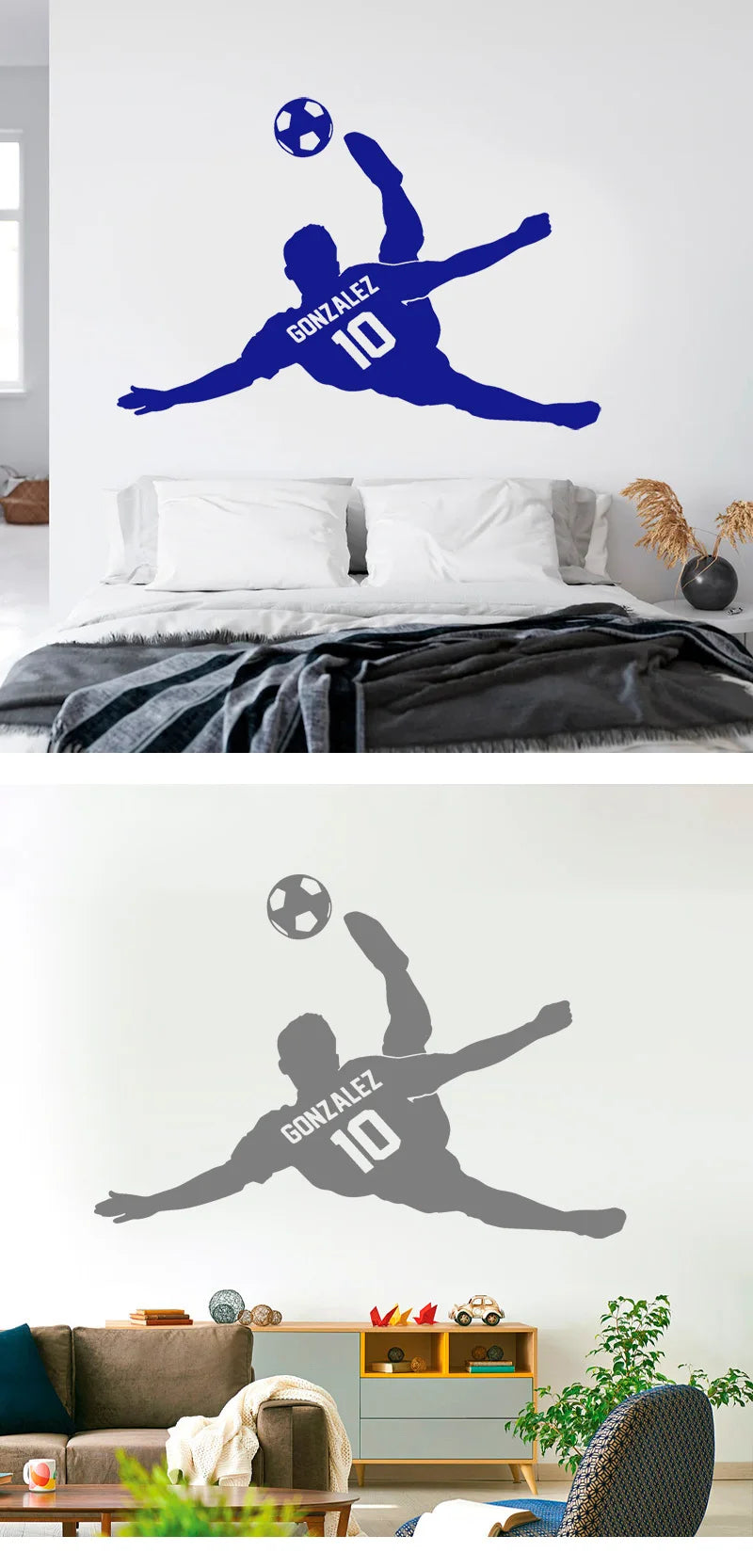 Personalized Soccer Player Name and Number Wall Sticker Vinyl Home Decor Kids Boys Room Bedroom Sport Football Decals Mural 3N01