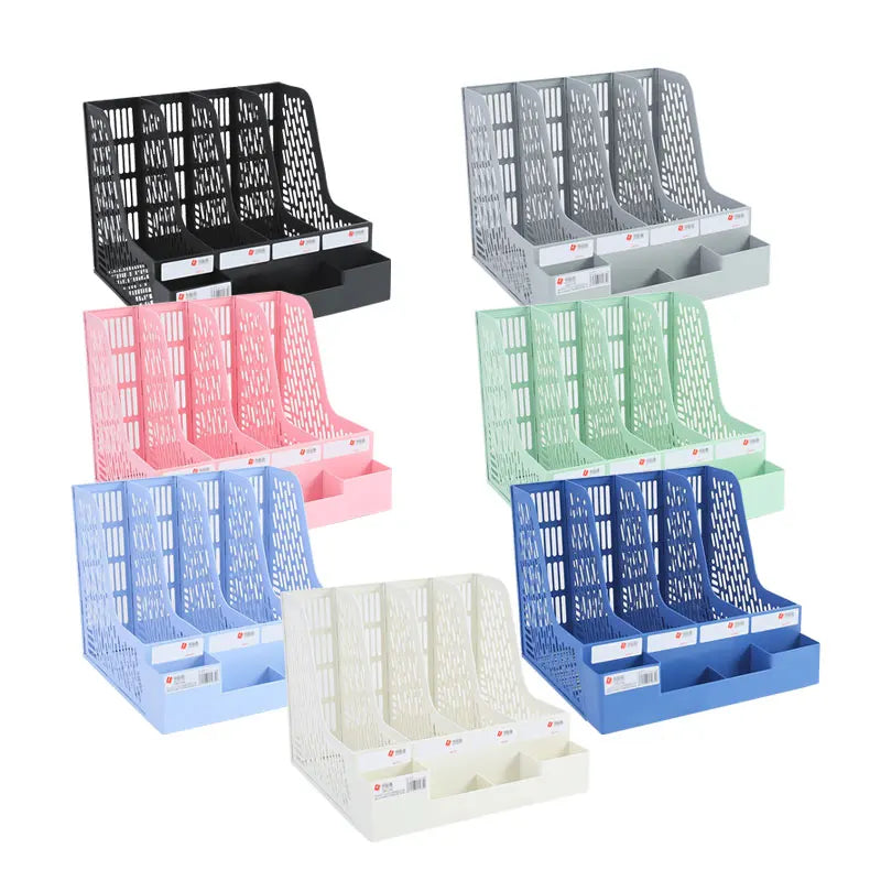 1 Pcs, Thickened, Quadruple File Bar, Desktop File Shelving, Storage Box, Pen Holder Frame, File Box, Office Supplies