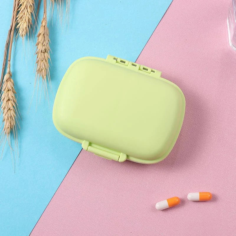 Portable Eight-Grid Sub-Packing Large Capacity Pill Box Sealed Moisture-Proof Pill Storage Box Folding Two-Layer Waterproof Pill