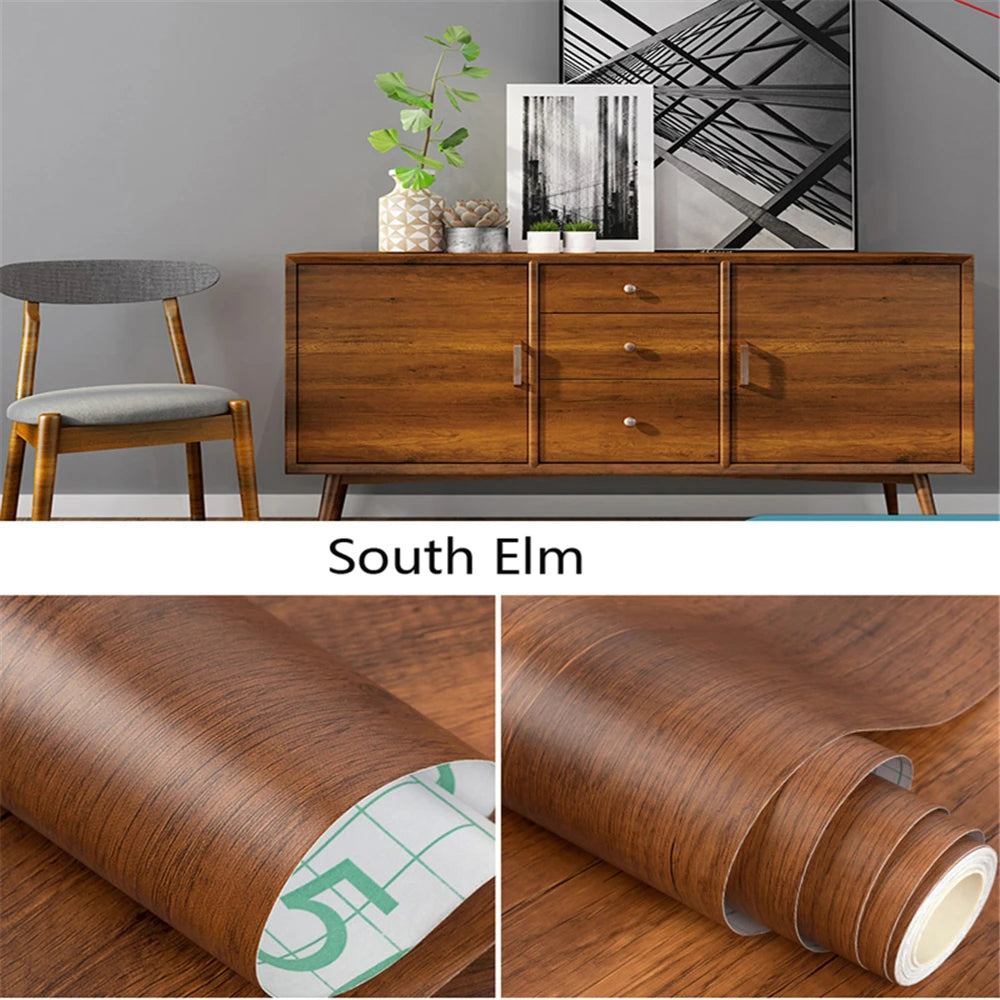 55cm Width Wood Grain PVC Wallpaper for Door Wardrobe Cupboard Table Furniture Waterproof Self Adhesive Stickers Home Decor Film