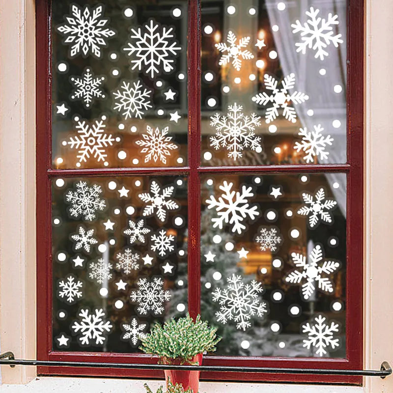 Christmas Luminous Snowflake Pvc Window Sticker Glow In Dark Fluorescent Wall Art Xmas Festival Party Home Decoration Wall Decal