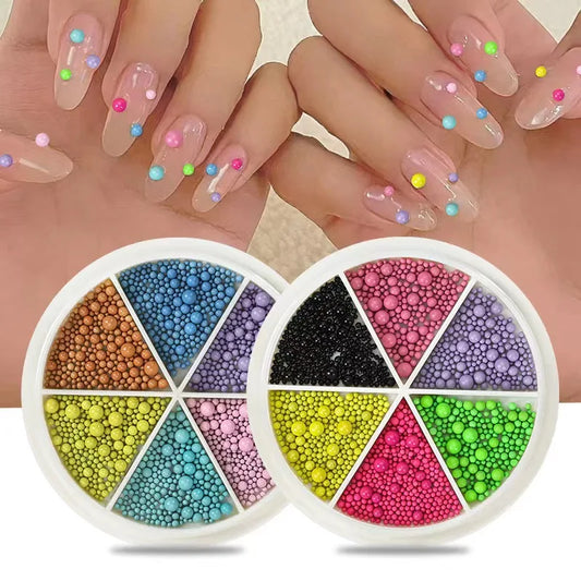 1 Box Candy Colors Nail Art Beads Mixed Sizes Macaron Caviar Beads 3D Steel Ball for Nail Designs Decorations Accessories