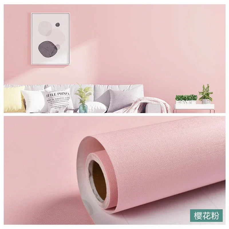 Matte Solid Color Wallpaper Furniture Cabinet Renovation Stickers Bedroom Vinyl Film DIY Self Adhesive Room Decor Wall Sticker