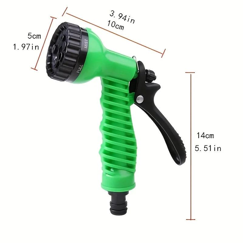 Garden Irrigation Water Pipe, Watering Nozzle, Garden Hose With 7-Function Nozzle, Car Cleaning Spring Pipe, Plastic Hose