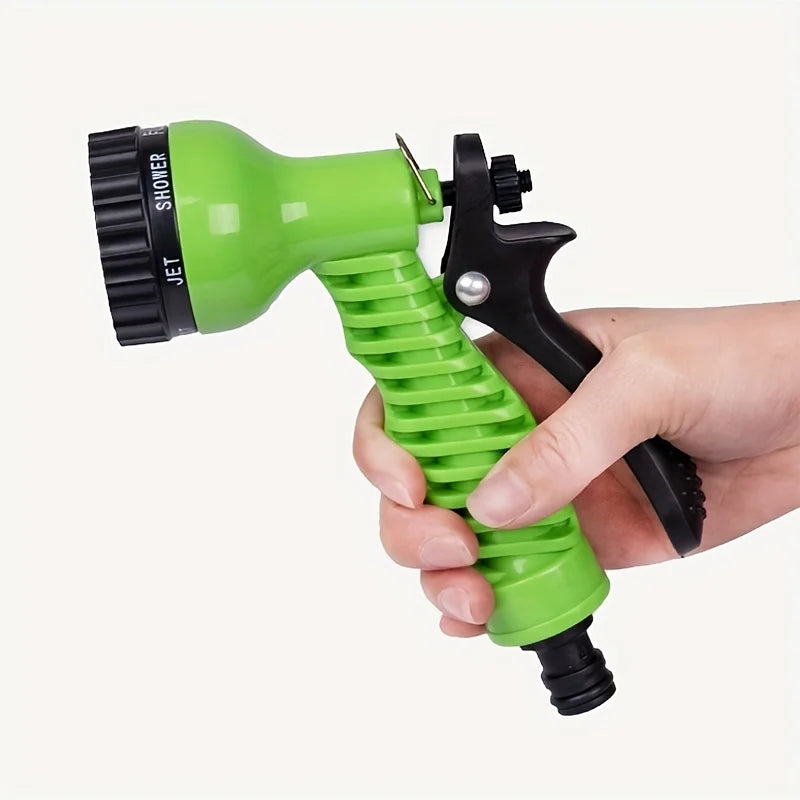 Garden Irrigation Water Pipe, Watering Nozzle, Garden Hose With 7-Function Nozzle, Car Cleaning Spring Pipe, Plastic Hose