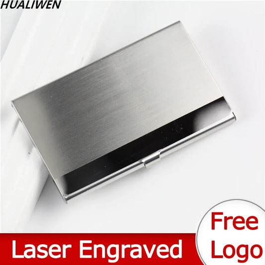 Laser Engraved LOGO Creative Business Card Case Stainless Steel Metal Lid Credit Card Metal Wallet