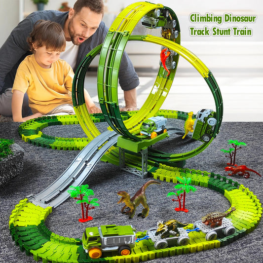 Dinosaur Toys Magic Climbing electric dinosaur car Track Railway Toy Bend Flexible Race Track High Quality Toy For Kid