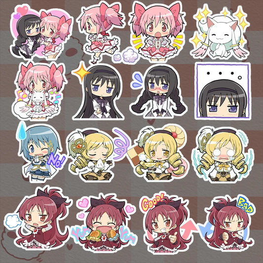 Puella Magi Madoka Magica Kawaii Stikers Stationery Journaling Stationery Anime Cartoon Girl Diy Ipad Phone Case Decor Sticker