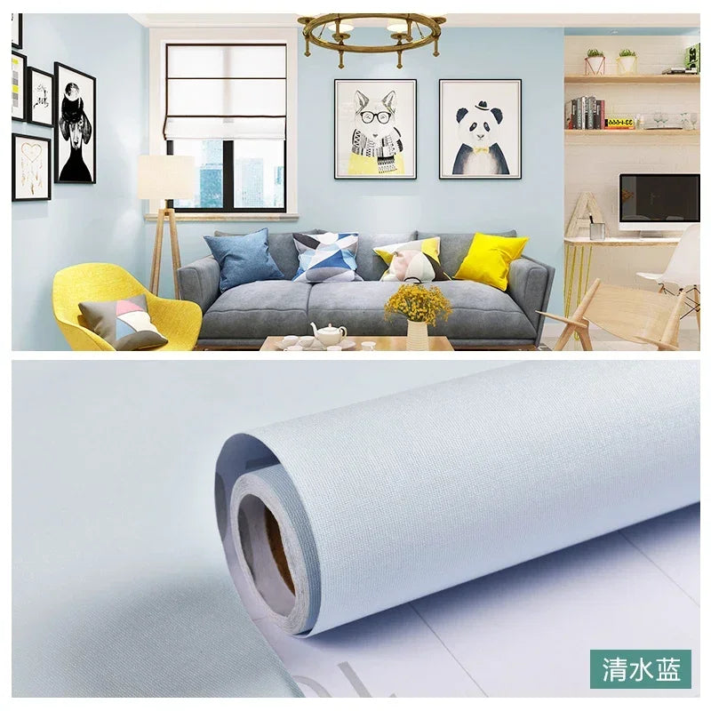 Matte Solid Color Wallpaper Furniture Cabinet Renovation Stickers Bedroom Vinyl Film DIY Self Adhesive Room Decor Wall Sticker