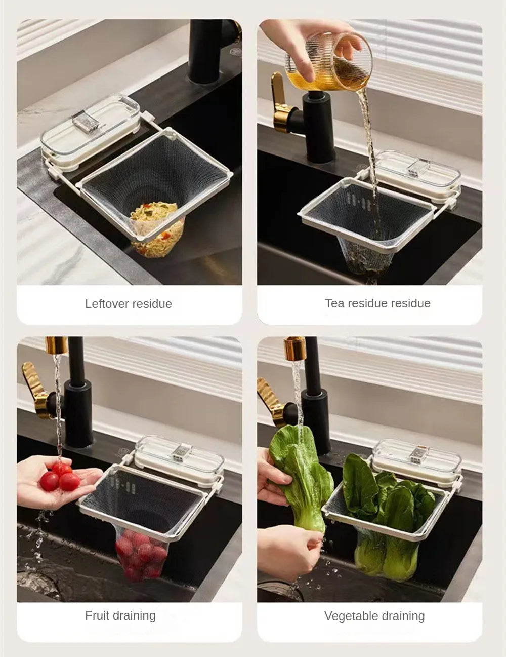 Kitchen Sink Filter Rack Suction Cup Disposable Leftover Leftovers Filter Pocket Kitchen Garbage Drain Rack Sink Strainer