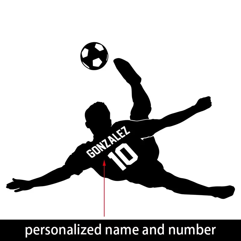 Personalized Soccer Player Name and Number Wall Sticker Vinyl Home Decor Kids Boys Room Bedroom Sport Football Decals Mural 3N01