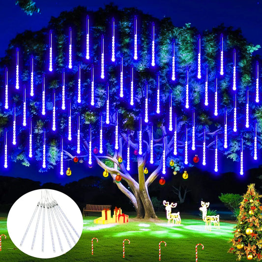 Meteor Shower Rain Lights 8 Tube Waterproof Falling Rain Fairy Dripping Icicle Lights for Christmas Holiday Tree  Decoration