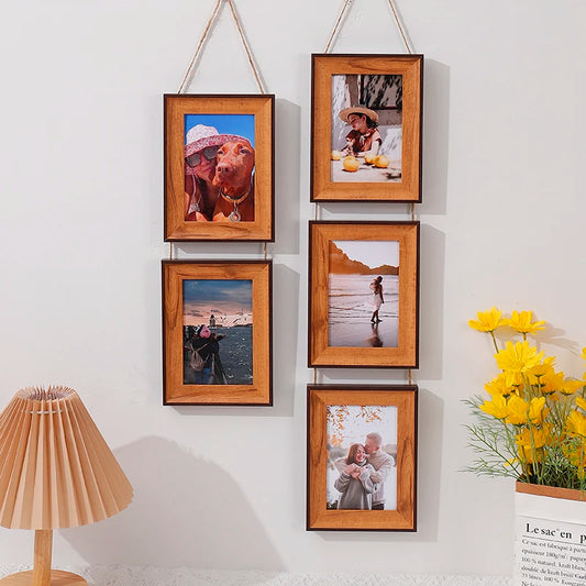 1pc plastic frame 6 inches hemp rope hanging frame 2 link, 3 link, 4 link vertical composite frame wall decoration