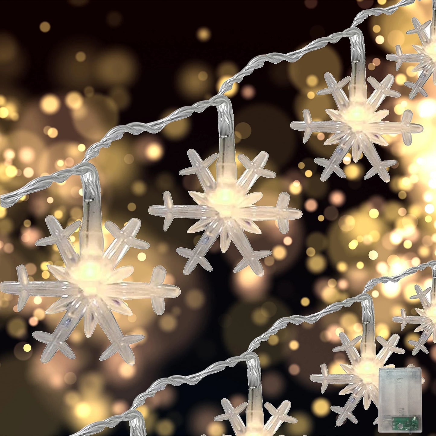 Snowflake Lights String LED Festoon Light Christmas  Decoration Battery-Operated Garland Garden Party Wedding New Year's Decor