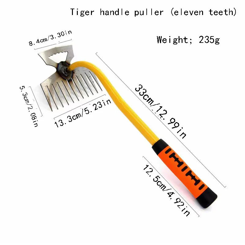 1 crack weeder Stainless steel manual weeder L-shaped pulling knife shovel sickle tool Weeding and pulling garden rake 11 teeth