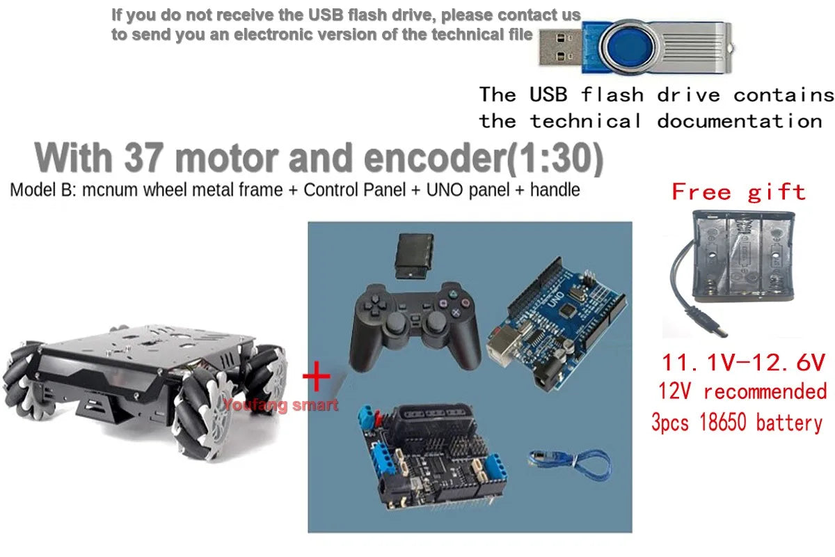 25Kg Load RC Tank V3 Mecanum Wheel Robot Car For Arduino Robot DIY Kit with Encoder Motor and Ps2 Handle Programmable robot Kit