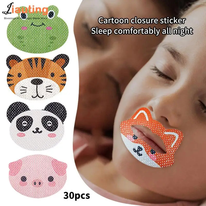 30PCS Correction Lip Nose Breathing Improving Patch For Children Cartoon Night Sleep Mouth Orthosis Tape Anti-Snoring Stickers