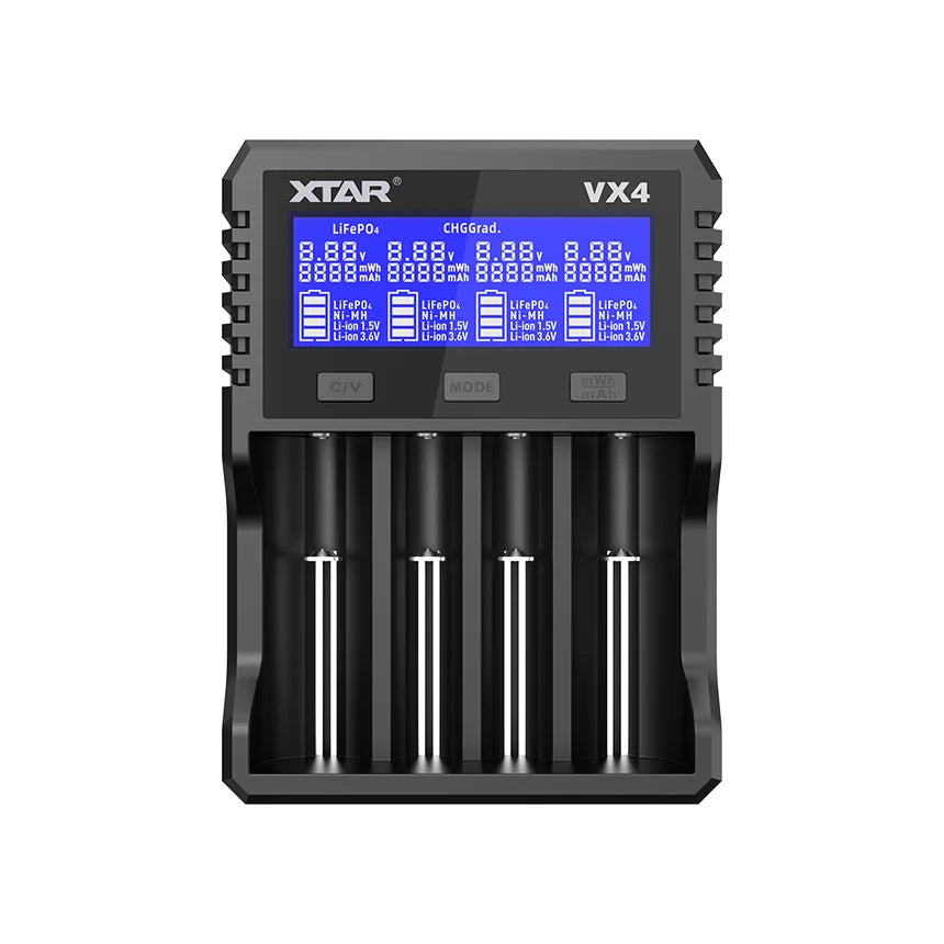 XTAR VX4 18650 battery charger Rechargeable AAA/AA Li-ion /Ni-MH /LiFePO4 Battery 20W fast charging with Led LCD display