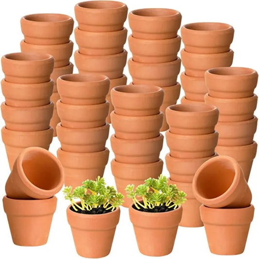 100 Pcs Tiny Terracotta Pots - 1.3 inch Small Mini Clay Pots with Drainage Holes Flower Nursery Terra Cotta Pots for in/outdoor