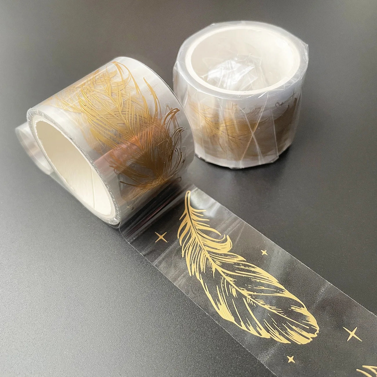 Transparent Gold Foil Washi Tape Feather Leaves Insect Sticky Decorative Tapes For Journal Planner Diy Greeting Card Scrapbook