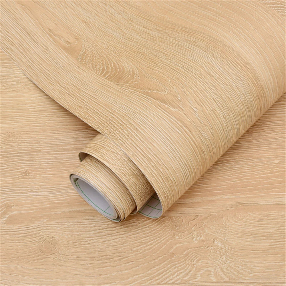 55cm Width Wood Grain PVC Wallpaper for Door Wardrobe Cupboard Table Furniture Waterproof Self Adhesive Stickers Home Decor Film