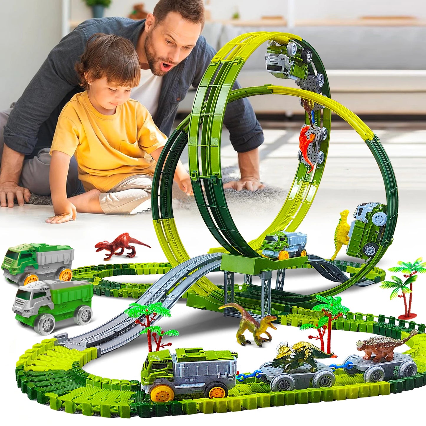 Dinosaur Toys Magic Climbing electric dinosaur car Track Railway Toy Bend Flexible Race Track High Quality Toy For Kid