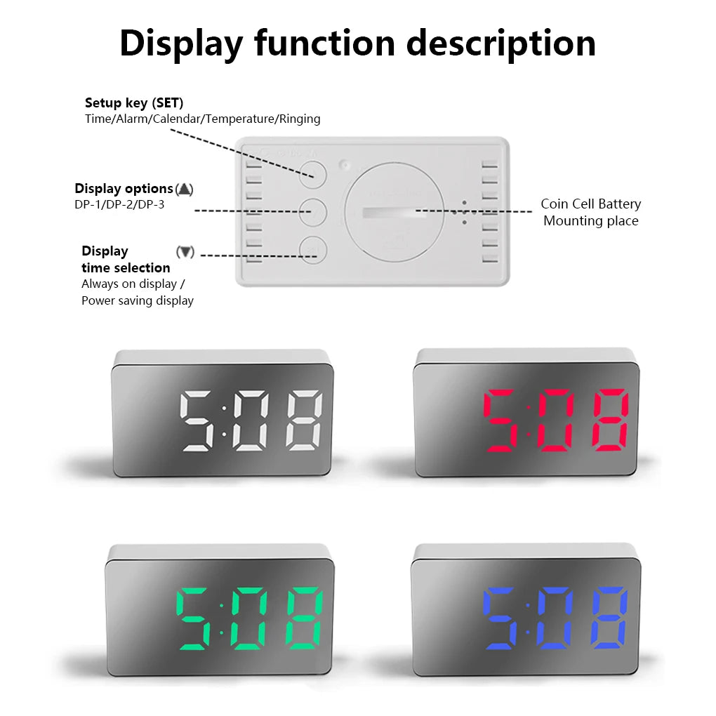 LED Digital Clock USB Rechargeable Tabletop Time Date Temperature Display Alarm Electronic Decorations Clocks Living Room