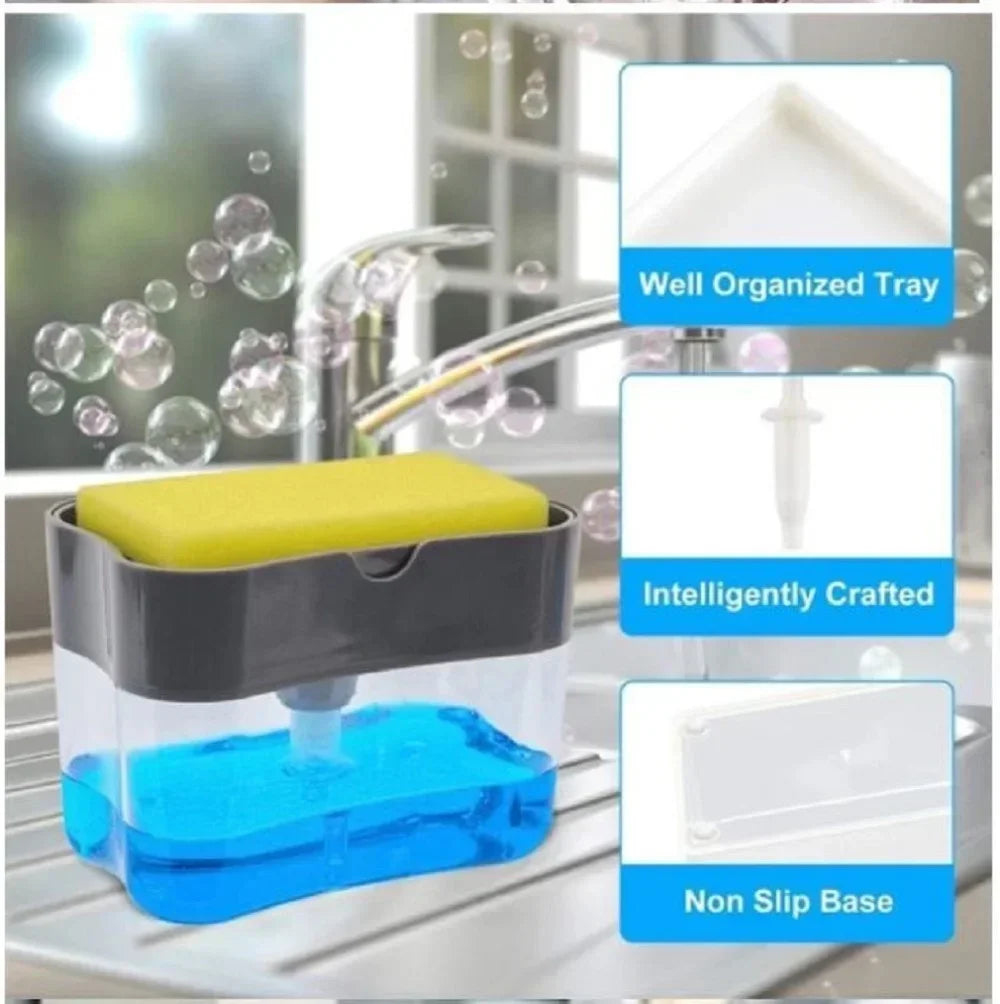 Automatic Soap Dispenser Bottle for Detergent Liquid Kitchen Dish Soap Dispenser Kitchen Sponge Dispenser Manual Soap Pump 380ml