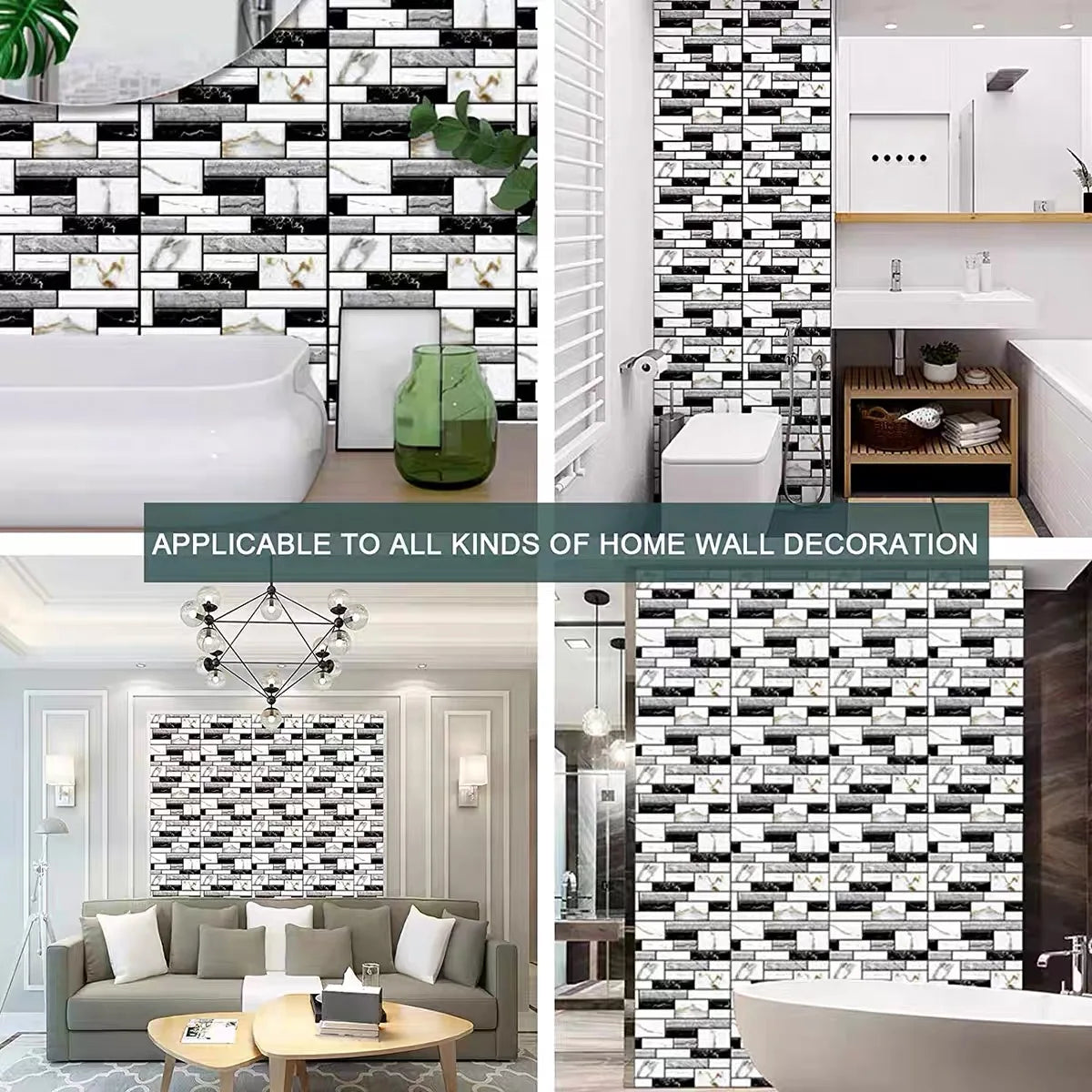 10/20pcs 3D Retro Simulation Marble Brick Pattern Wall Sticker, Imitation Tile Self-Adhesive Peel And Stick Waterproof