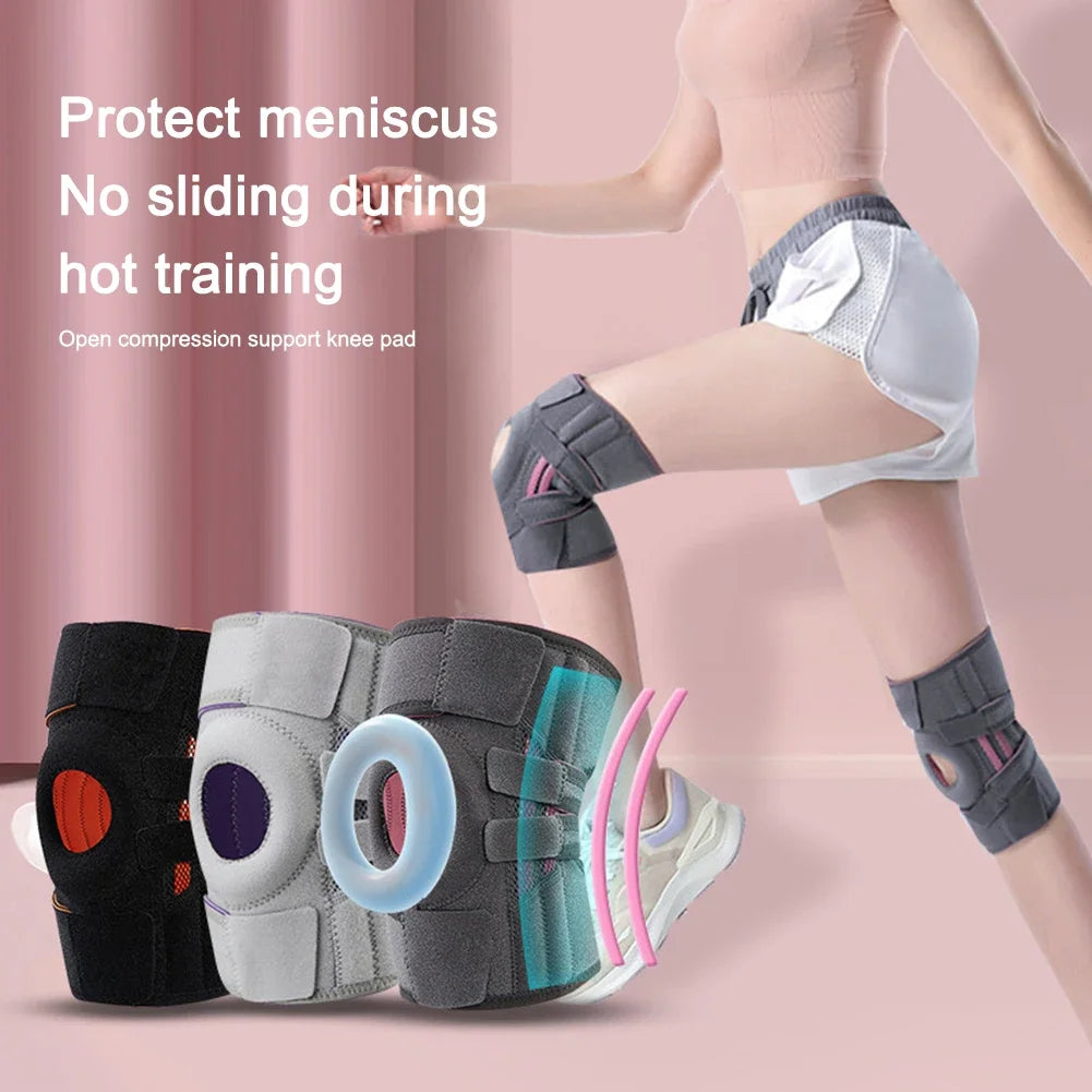 Orthopedic Knee Pad with Silicone Spring Knee Brace Support Joint Pain Relif Patella Protector Adjustable Kneepad Guard Meniscus