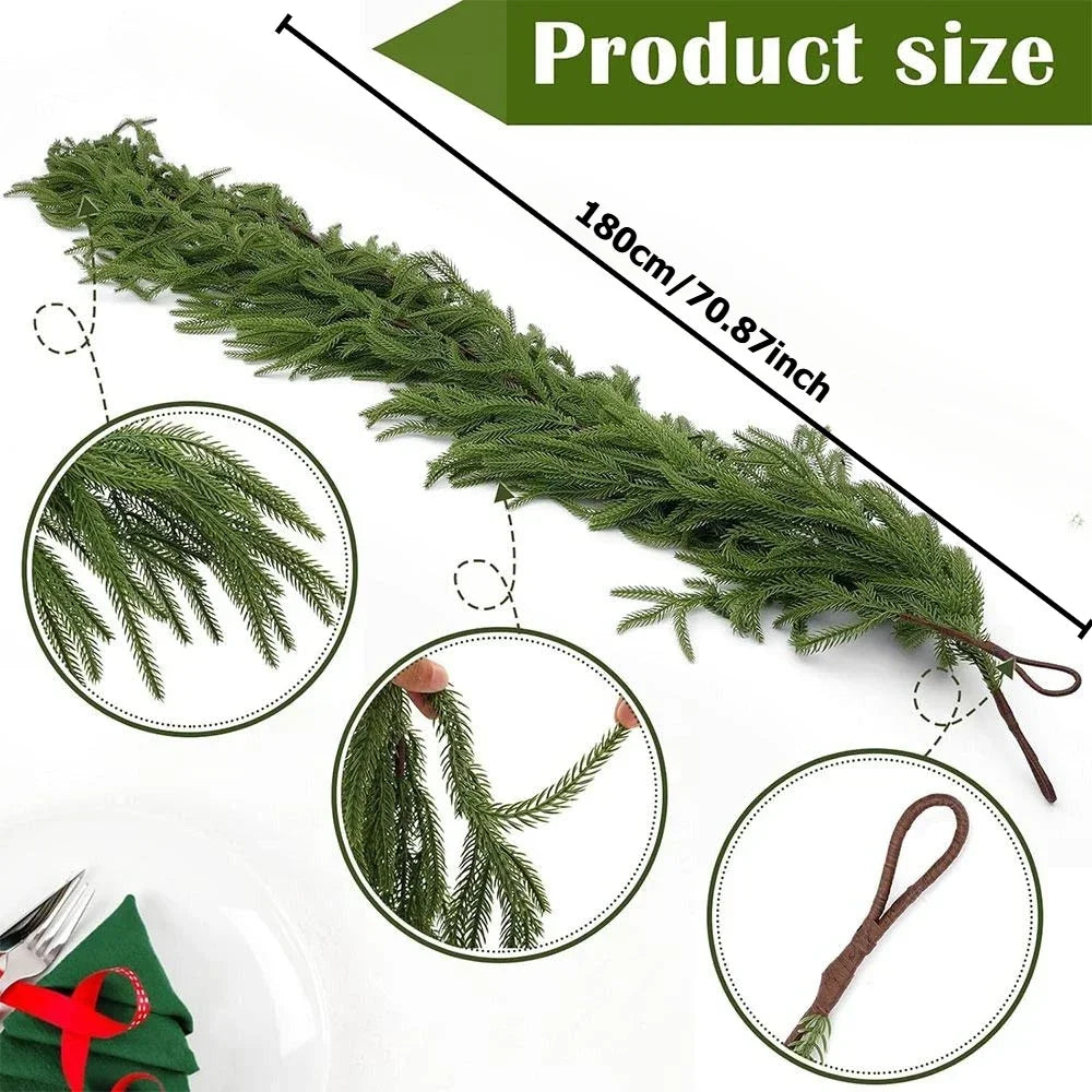 1.8M 2.7M Wall Accents Christmas Decoration Norfolk Pine for Mantle Fireplace Stairs Railing Table Front Door Porch Home Decor