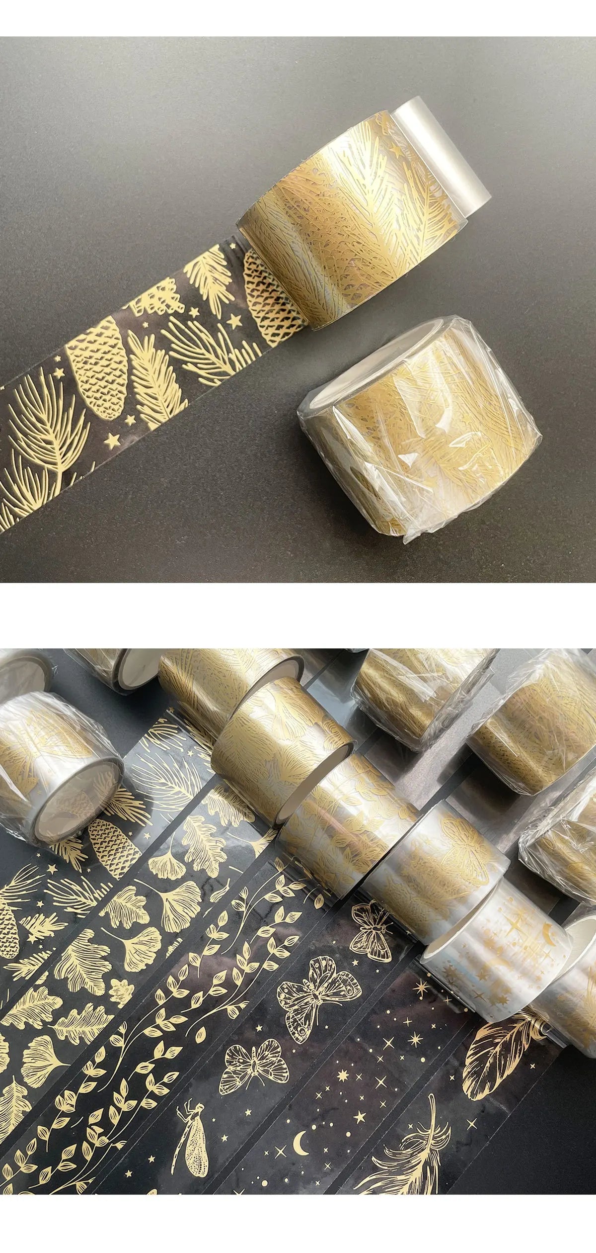 Transparent Gold Foil Washi Tape Feather Leaves Insect Sticky Decorative Tapes For Journal Planner Diy Greeting Card Scrapbook