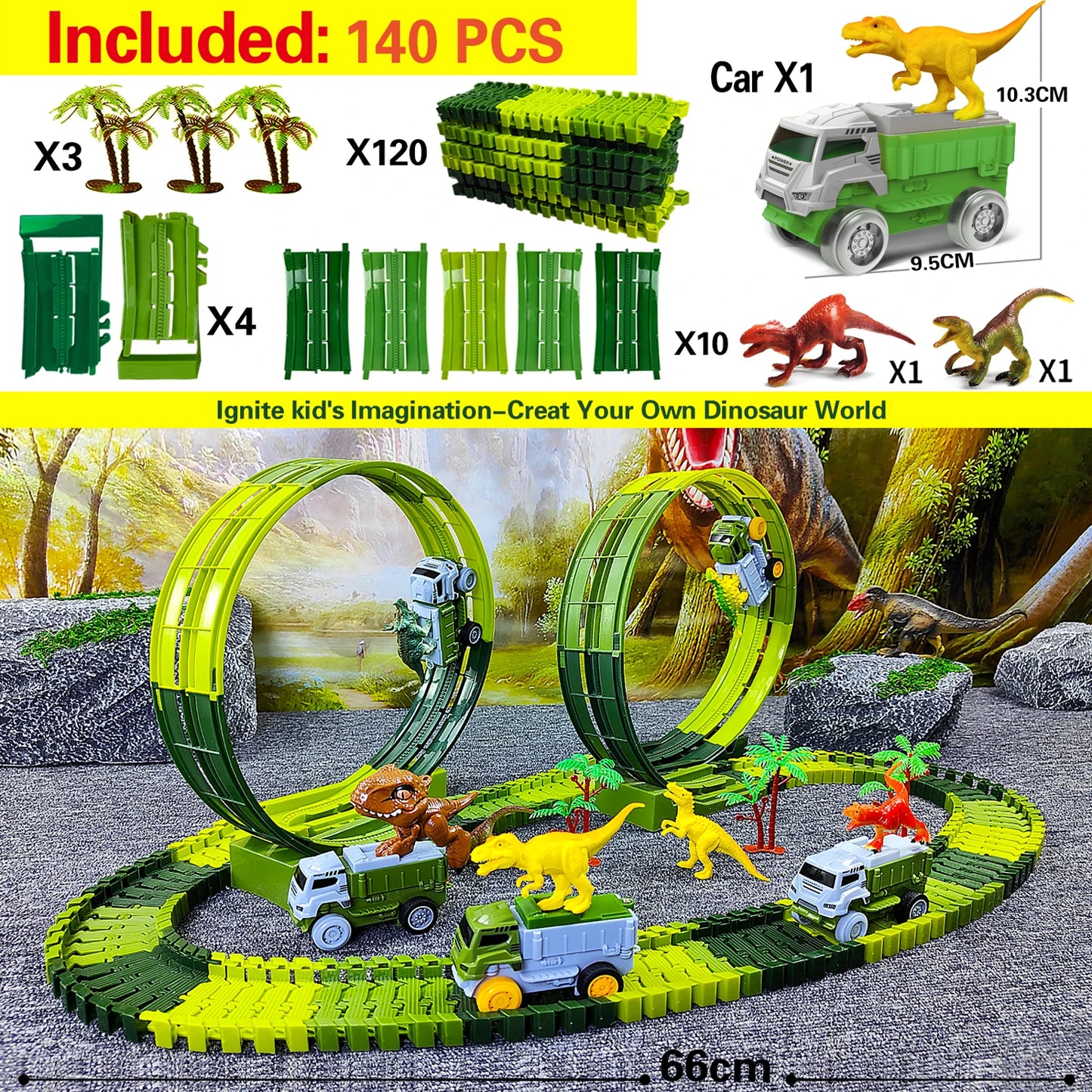 Dinosaur Toys Magic Climbing electric dinosaur car Track Railway Toy Bend Flexible Race Track High Quality Toy For Kid