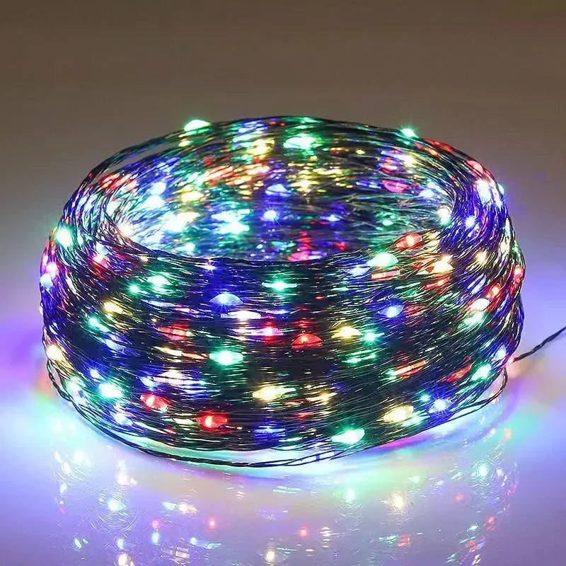 100M LED String Lights Fairy Green Wire Outdoor Christmas Lights Tree Garland For New Year Street Home Party Wedding Decoration