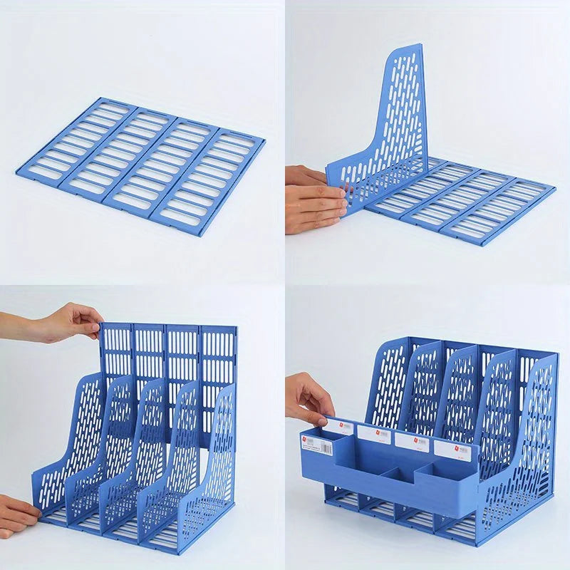 1 Pcs, Thickened, Quadruple File Bar, Desktop File Shelving, Storage Box, Pen Holder Frame, File Box, Office Supplies