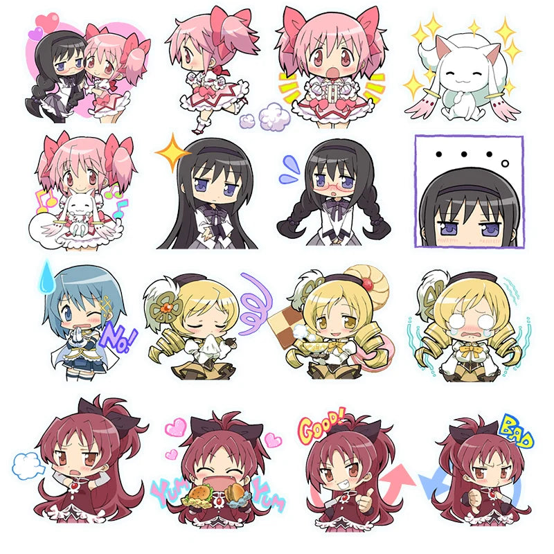 Puella Magi Madoka Magica Kawaii Stikers Stationery Journaling Stationery Anime Cartoon Girl Diy Ipad Phone Case Decor Sticker