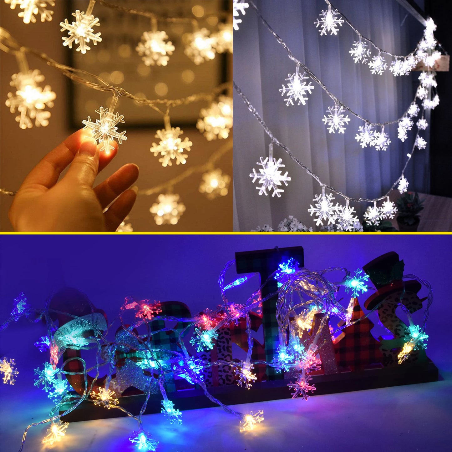 Snowflake Lights String LED Festoon Light Christmas  Decoration Battery-Operated Garland Garden Party Wedding New Year's Decor