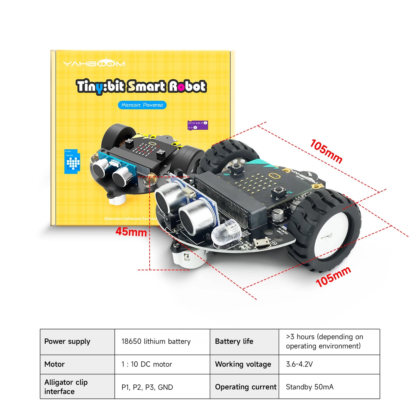 Yahboom Microbit Car Programmable Toys Coding Robotics for Microbit V2 V1 with Battery CE RoHS For STEM Education Microbit Robot