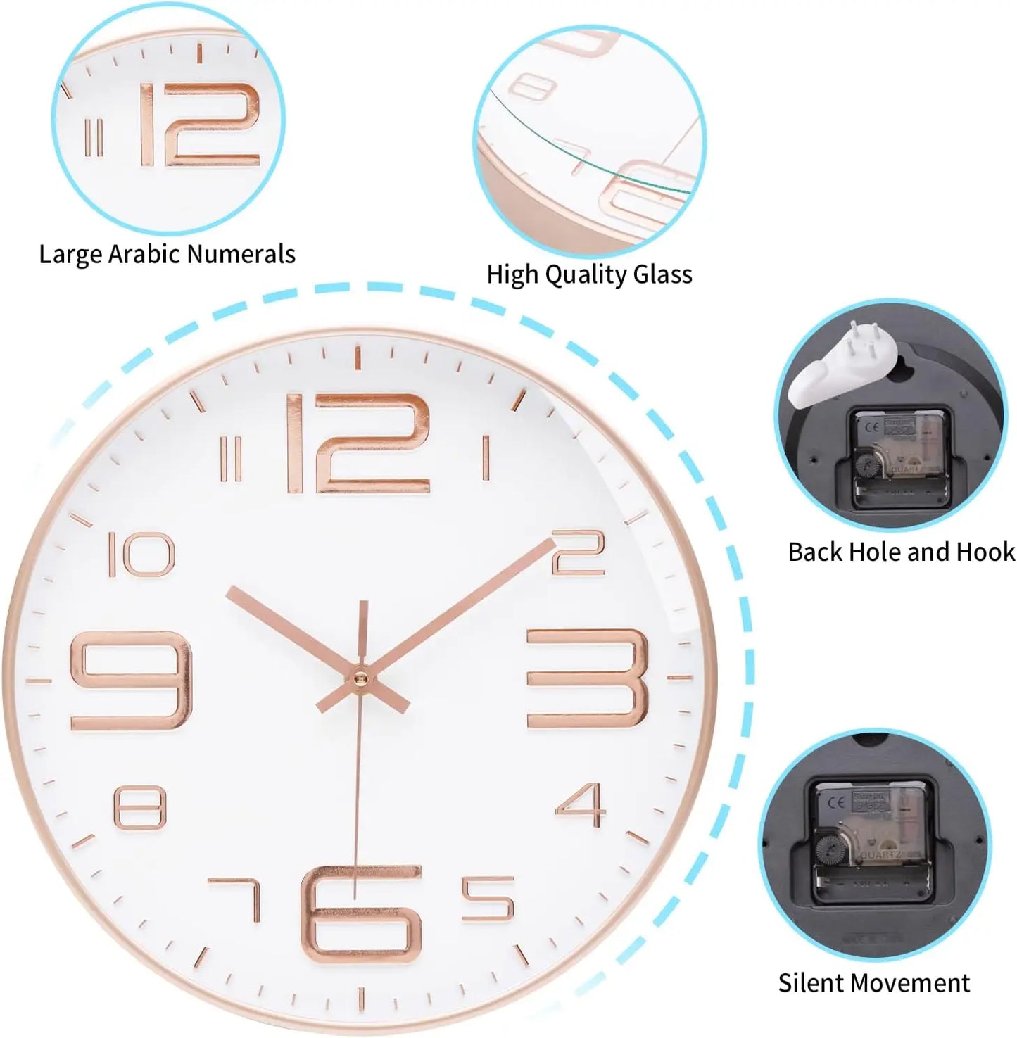 Modern Design Wall Clock Simple and Easy to Read Silent Non-ticking Wall Mounted Clock for Bedroom Living Room Sending Friends