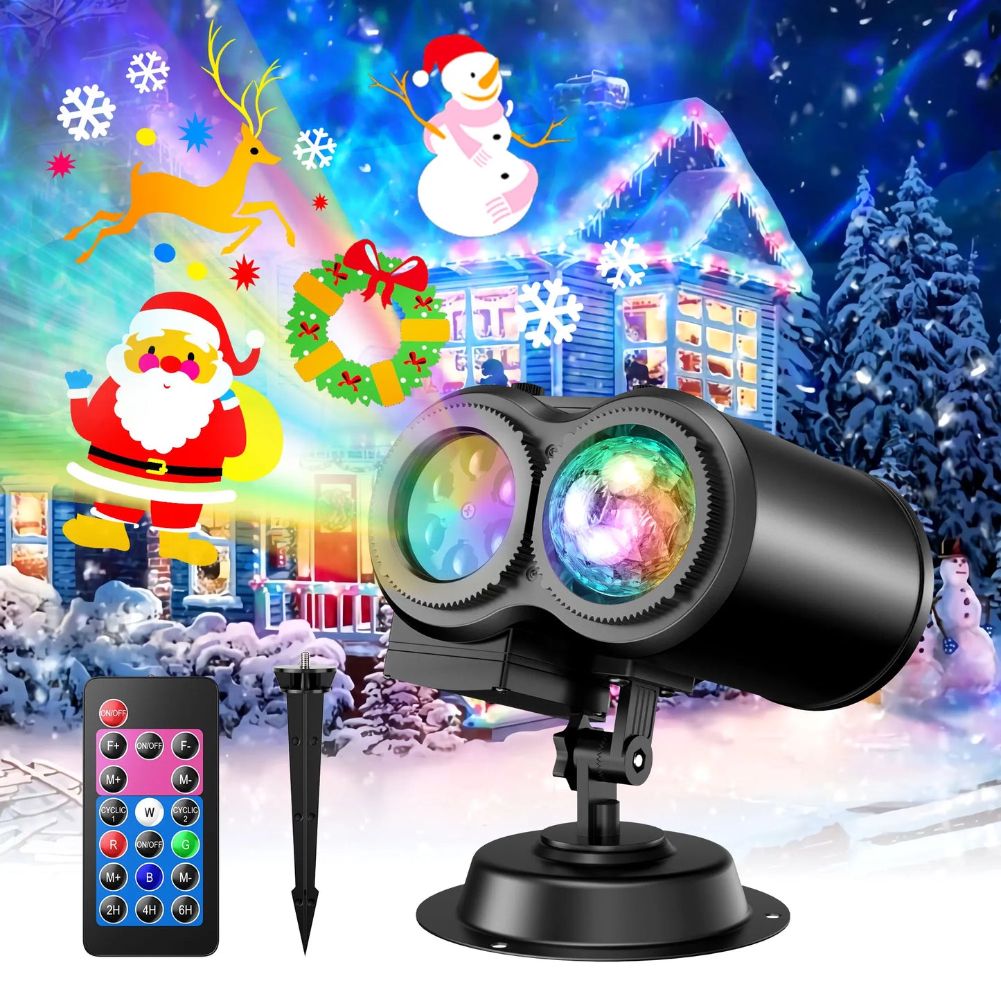 Halloween Christmas Projector Lights Outdoor,  2-in-1 Moving Pattern Landscape Lights,HD Effects Projection Light for Xmas Decor