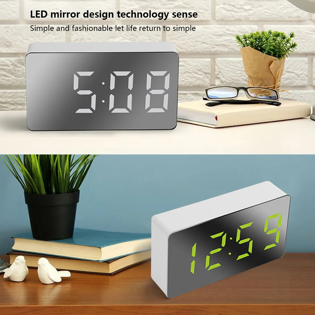 LED Digital Clock USB Rechargeable Tabletop Time Date Temperature Display Alarm Electronic Decorations Clocks Living Room