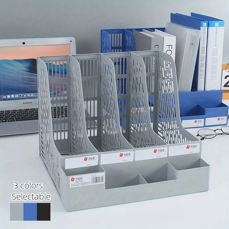 1 Pcs, Thickened, Quadruple File Bar, Desktop File Shelving, Storage Box, Pen Holder Frame, File Box, Office Supplies