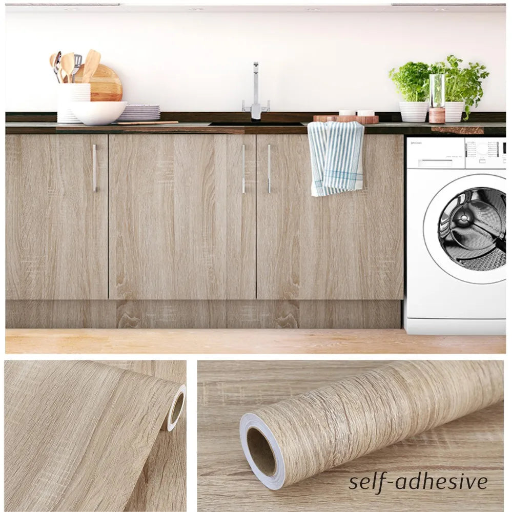 55cm Width Wood Grain PVC Wallpaper for Door Wardrobe Cupboard Table Furniture Waterproof Self Adhesive Stickers Home Decor Film