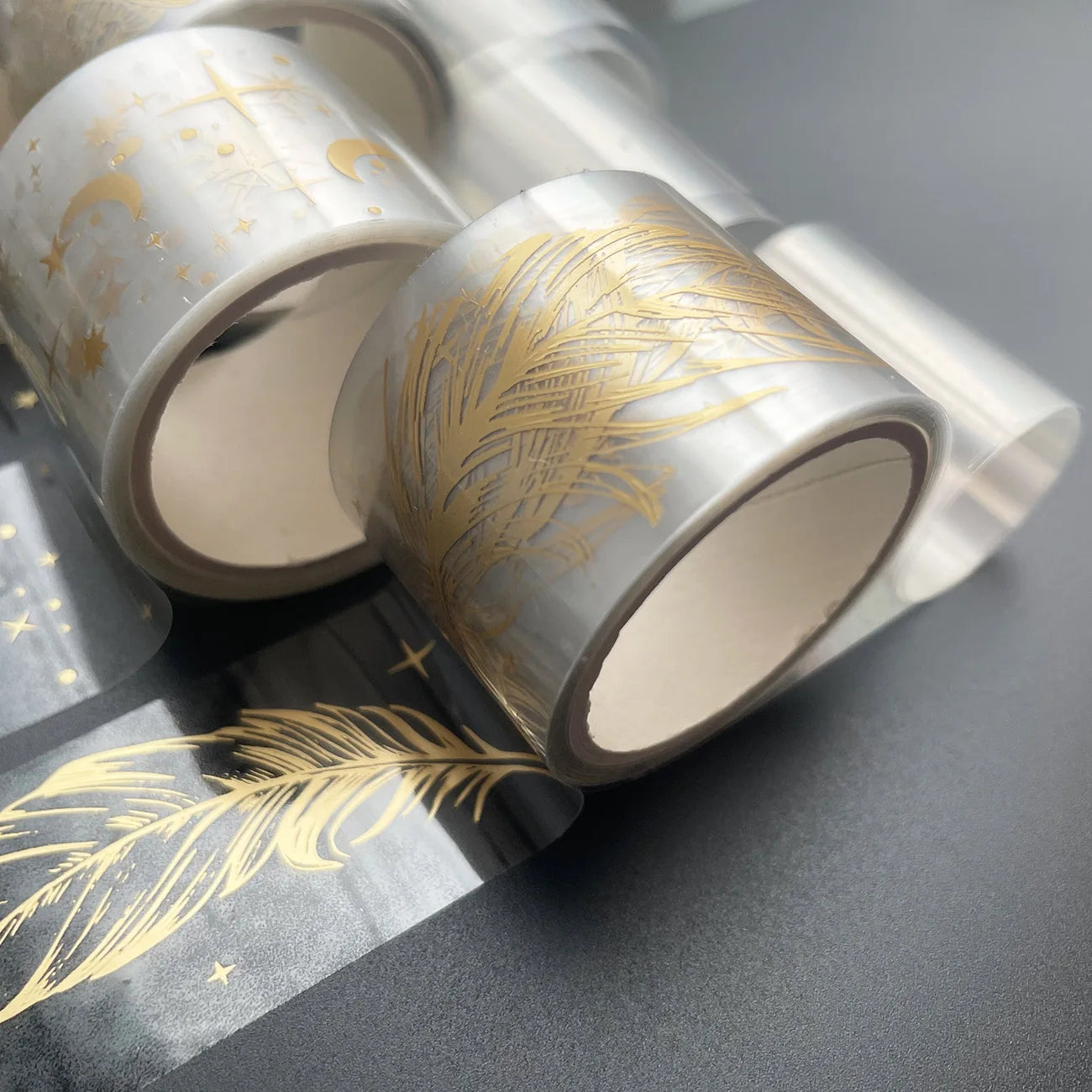 Transparent Gold Foil Washi Tape Feather Leaves Insect Sticky Decorative Tapes For Journal Planner Diy Greeting Card Scrapbook