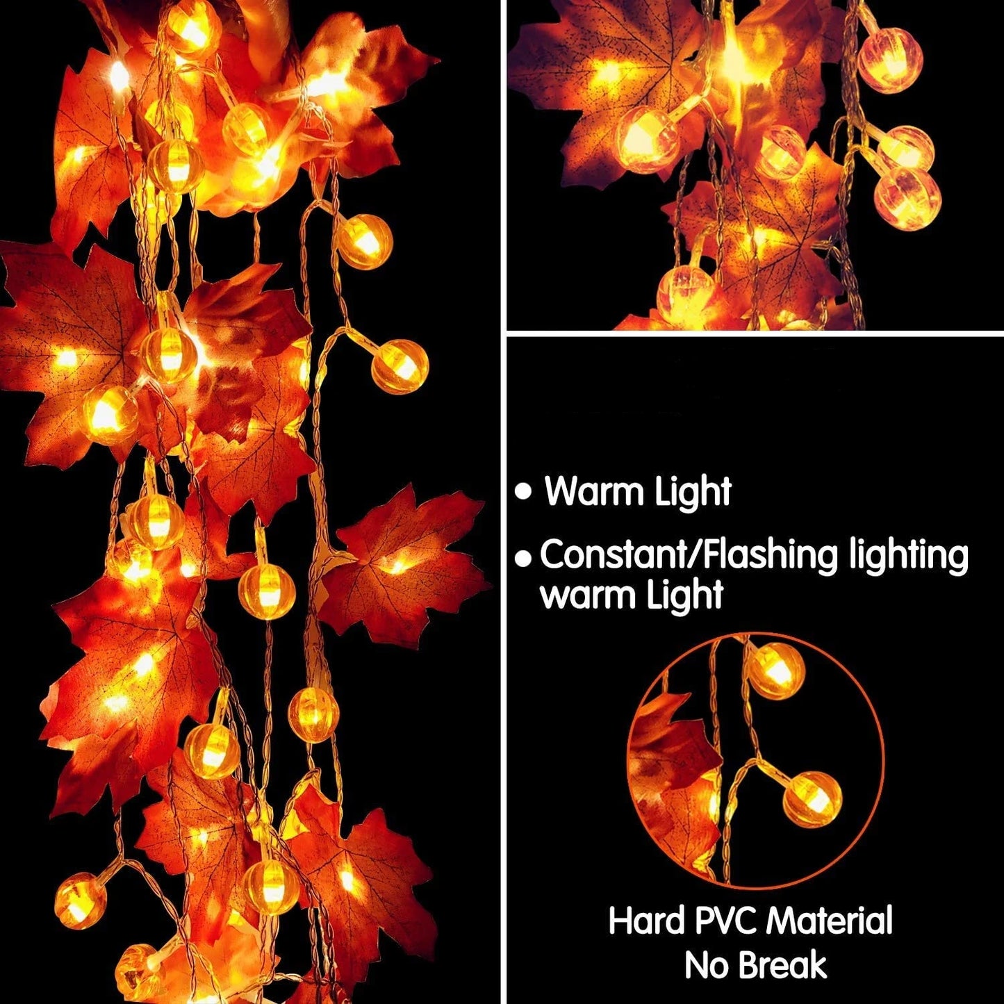 LED Halloween Light Garland Battery Powered Pumpkin Maple Leaf Fairy Light Garden Bedroom Party Xmas Tree Festive Decoration