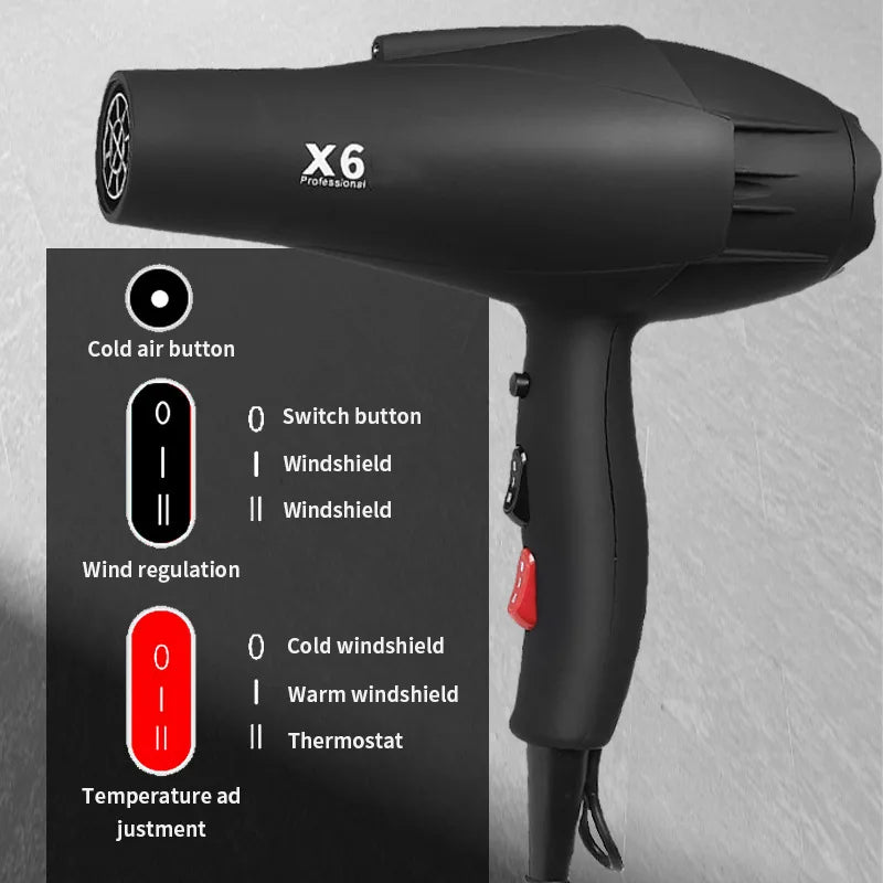 X5/X6 New High Power Wind Hair Dryer 2400W High Power Negative Ion Quick Drying Home Hair Gallery Styling Professional Hair Drye