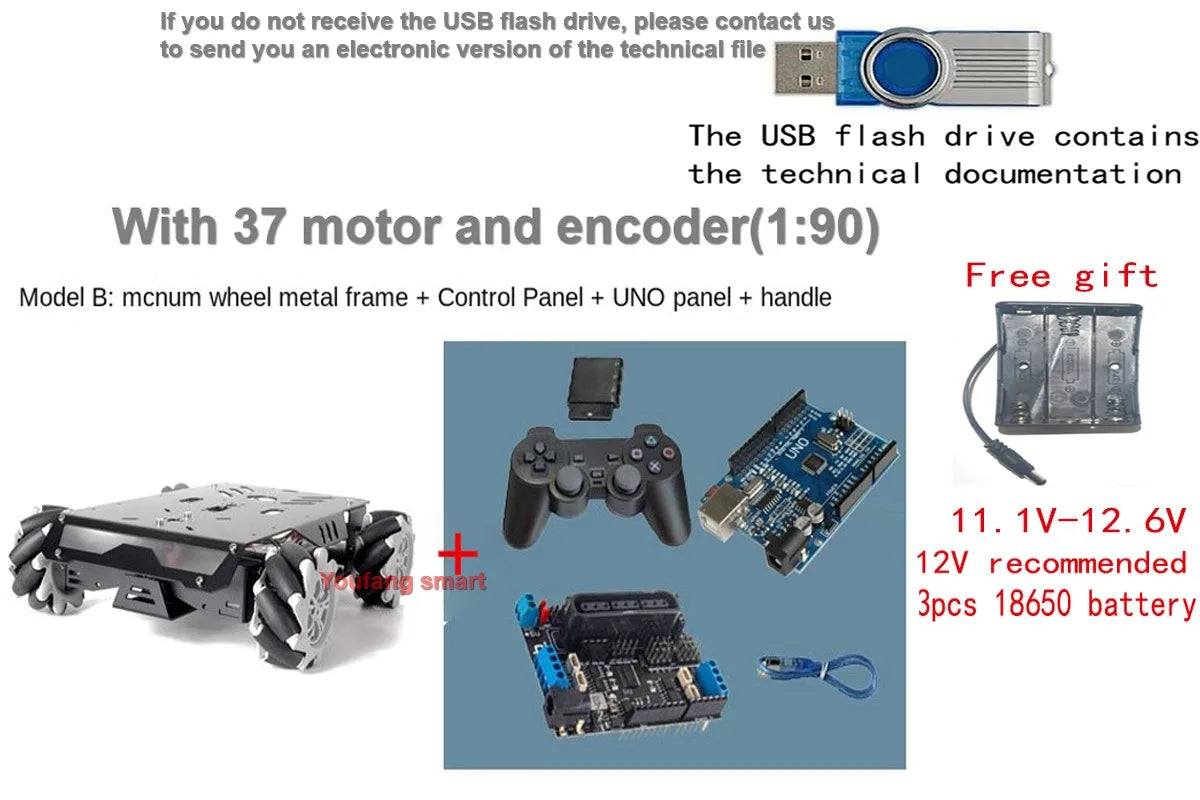 25Kg Load RC Tank V3 Mecanum Wheel Robot Car For Arduino Robot DIY Kit with Encoder Motor and Ps2 Handle Programmable robot Kit