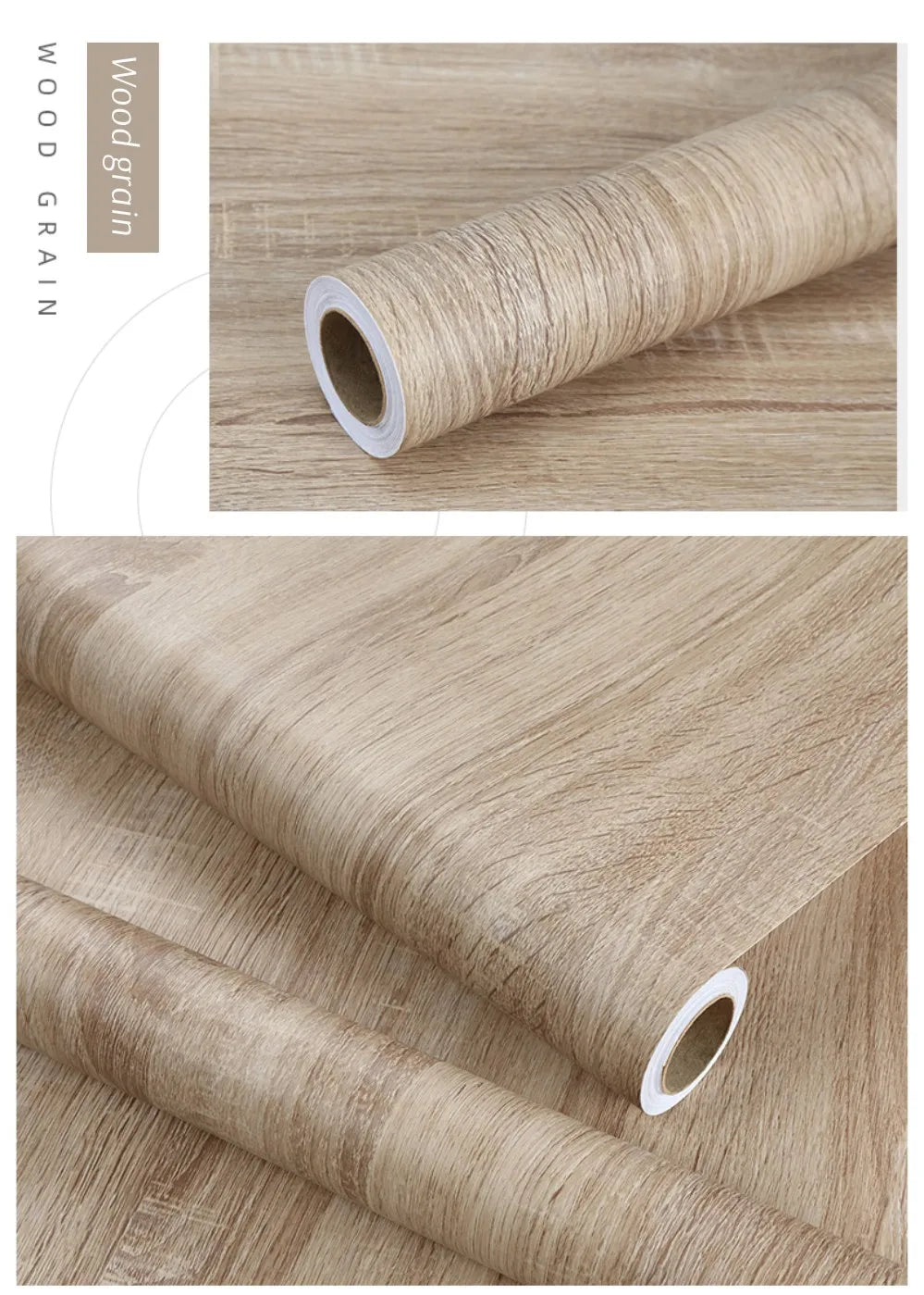 55cm Width Wood Grain PVC Wallpaper for Door Wardrobe Cupboard Table Furniture Waterproof Self Adhesive Stickers Home Decor Film